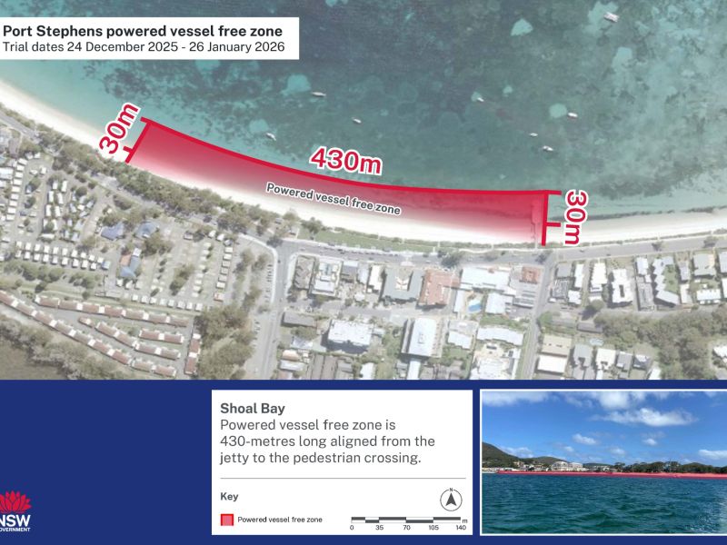 Map of Shoal Bay powered vessel free zone