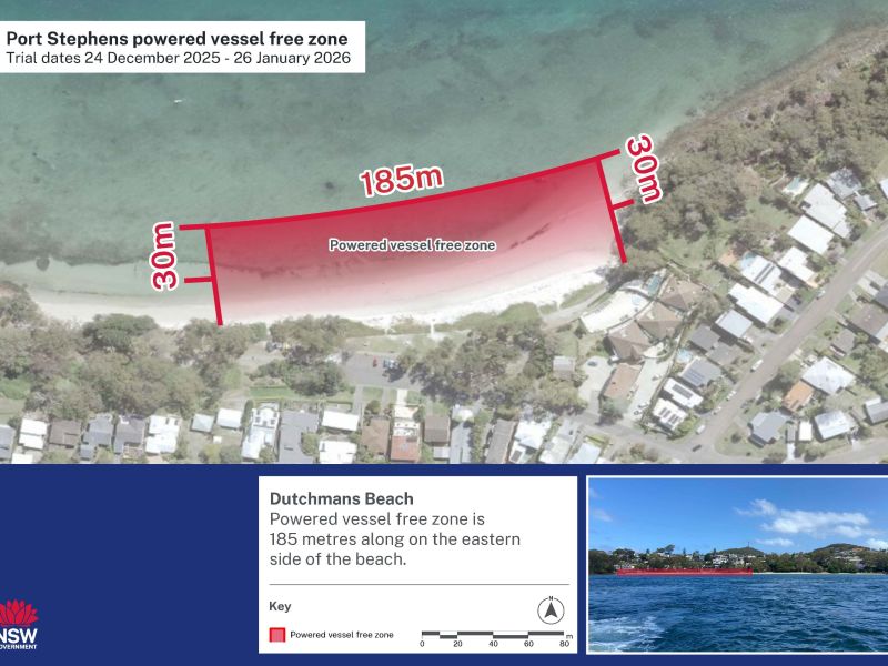 Map of Dutchmans Beach powered vessel free zone